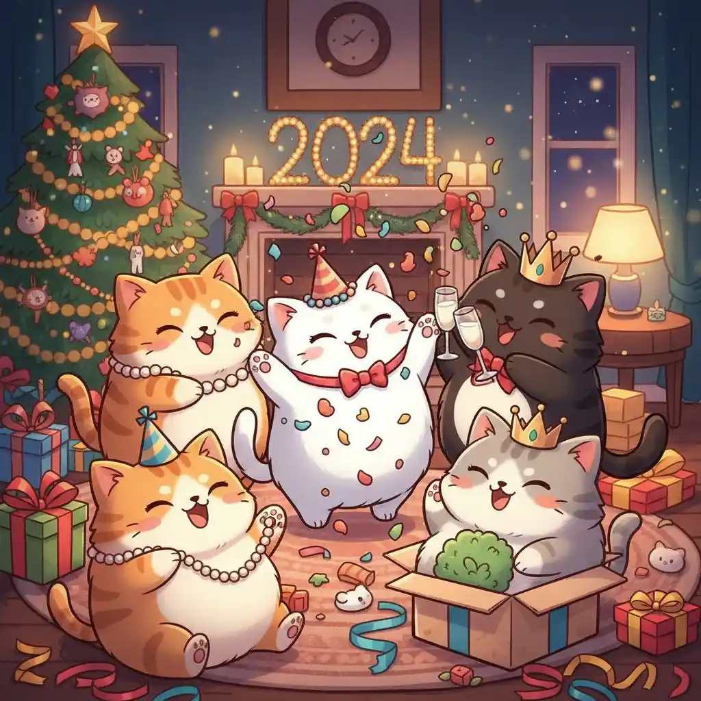 Feliz Año Nuevo para los Gatos Feliz Año Nuevo para los Gatos